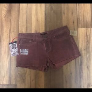 Cult of individuality jean shorts red/ burgundy 29